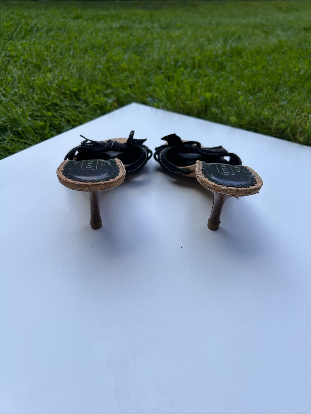 Coach Black Knot-Front Cork Slide Mules - Picture 6 of 7